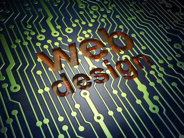 SEO web development concept: Web Design on circuit board backgro — Stock Photo, Image