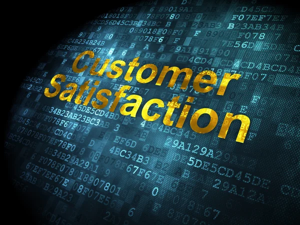 Conceito de publicidade: Satisfação do cliente em fundo digital — Fotografia de Stock
