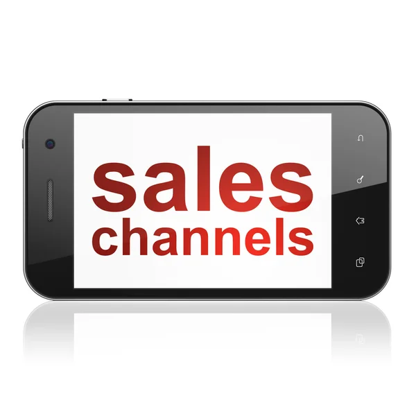 Marketing koncept: försäljning kanaler på smartphone — Stockfoto
