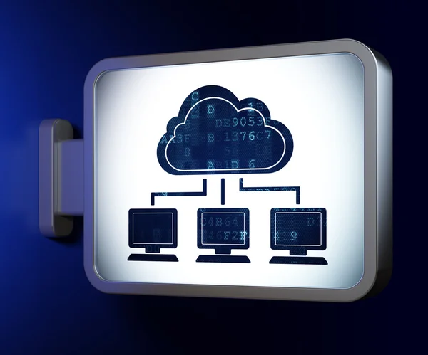 Concepto de tecnología en la nube: Cloud Network en el fondo de la cartelera —  Fotos de Stock