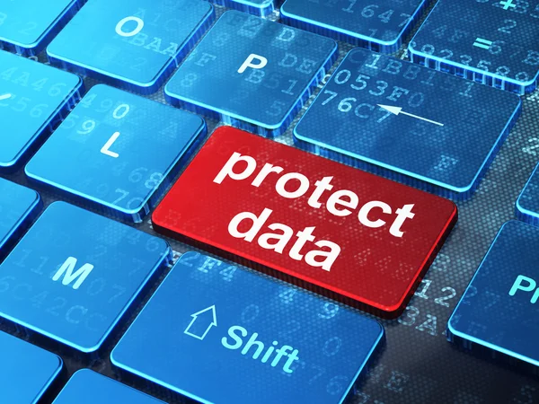 Концепция защиты: Защита данных на фоне клавиатуры компьютера — стоковое фото