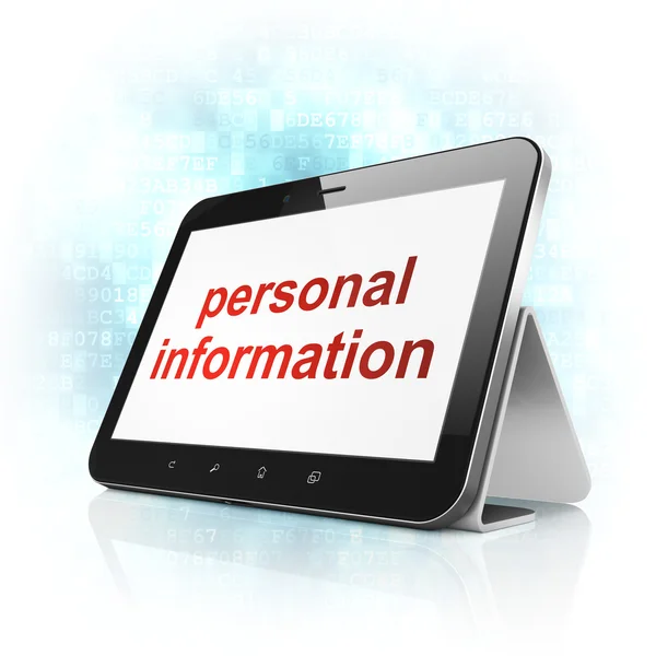 Conceito de proteção: Informações pessoais no computador tablet pc — Fotografia de Stock