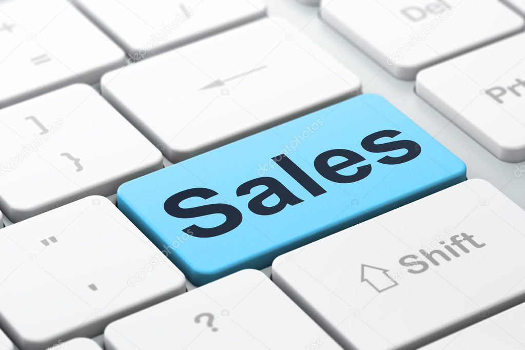 Marketing concept: Sales on computer keyboard background