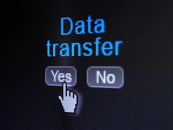 Concetto di informazione: trasferimento dati sullo schermo digitale del computer — Foto Stock