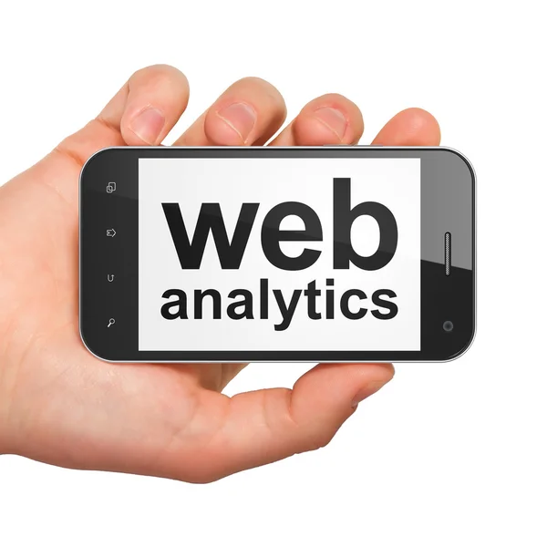 Koncepce rozvoje SEO webu: Web Analytics na smartphone — Stock fotografie