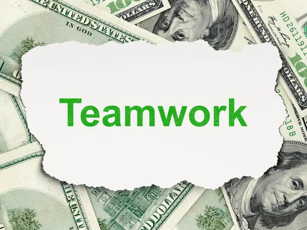 Concepto de negocio: Trabajo en equipo sobre el fondo del dinero —  Fotos de Stock