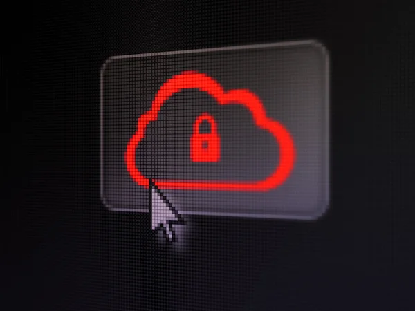 Concepto de tecnología Cloud: Nube con candado en botón digital b —  Fotos de Stock