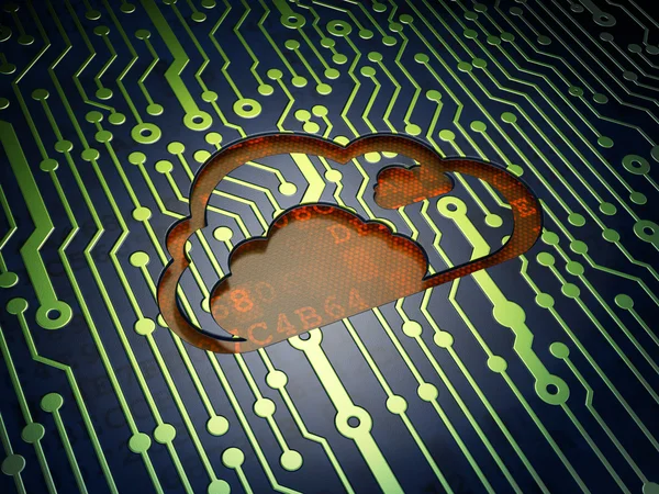 Cloud networking concept: Cloud on circuit board background — Stock Photo, Image