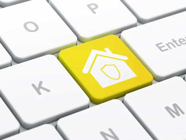Pojęcie prywatności: domu na tle klawiatury komputera — Zdjęcie stockowe