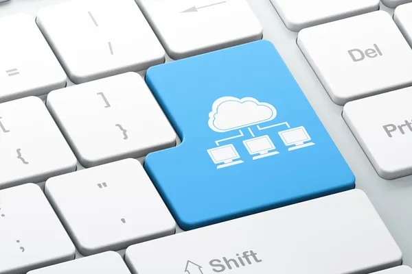 Concept de technologie Cloud : Cloud Network sur clavier d'ordinateur bac — Photo