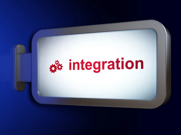 Business concept: Integration and Gears on billboard background — Stock Photo, Image