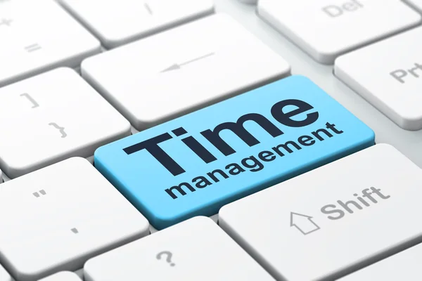 Tijd concept: timemanagement op computer toetsenbord achtergrond — Stockfoto