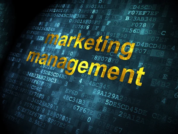 Koncepcji reklamy: zarządzanie marketingowe na tle cyfrowy — Zdjęcie stockowe