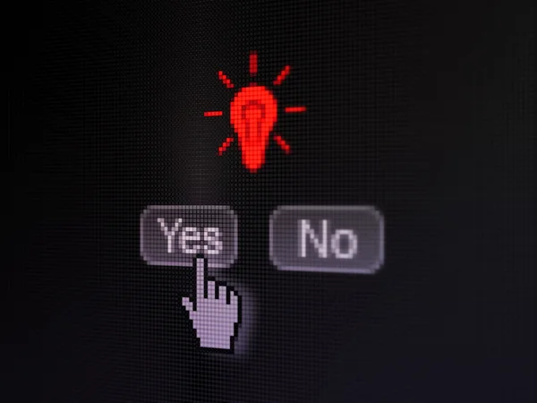 Finance concept: Light Bulb on digital computer screen — Stock Photo, Image