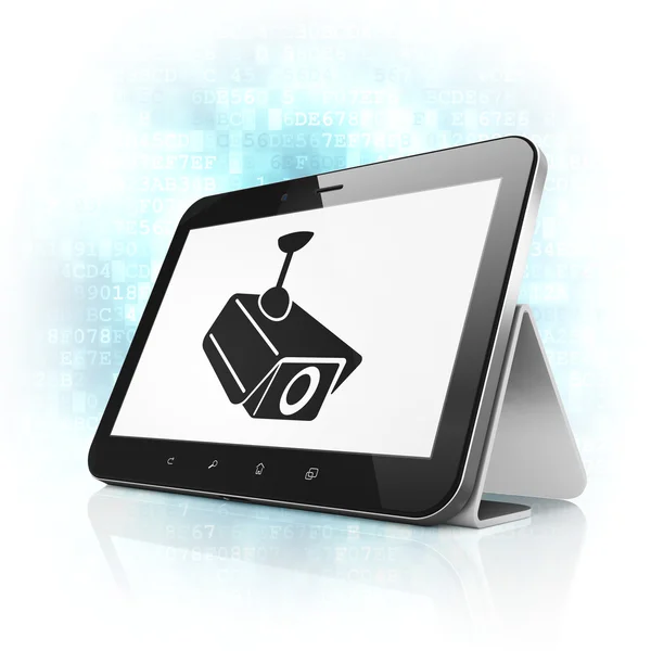 Privacy concept: Cctv Camera on tablet pc computer — Stock Photo, Image