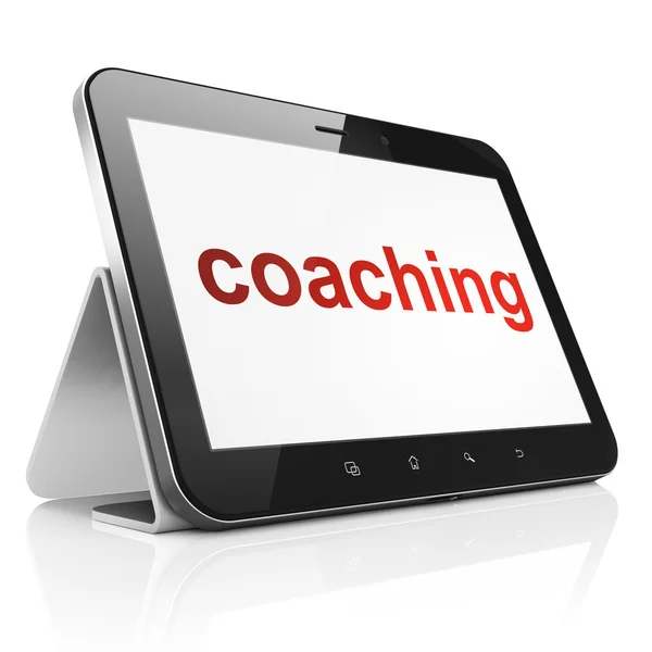 Conceito de educação: Coaching no computador tablet pc — Fotografia de Stock