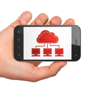 Bulut bilgi işlem kavramı: bulut ağ smartphone cep telefonu ile