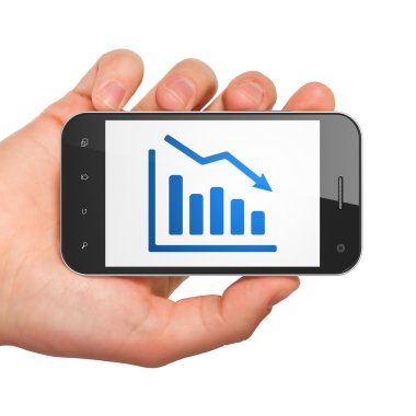Ekonomi kavramı: düşüş grafik smartphone üzerinde