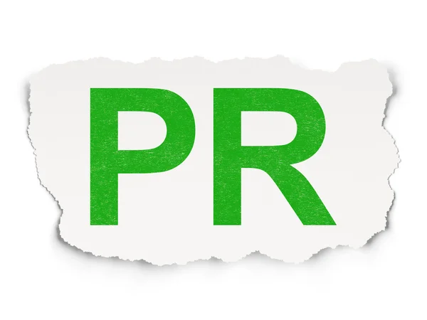 Conceito de marketing: PR sobre fundo de papel — Fotografia de Stock