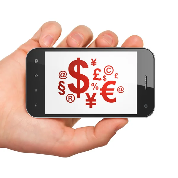 Marketingkonzept: Finanzsymbol auf dem Smartphone — Stockfoto