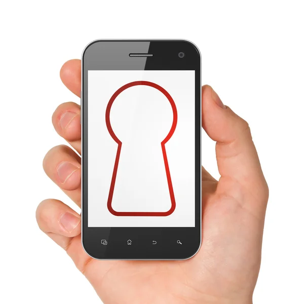 Data concept: Keyhole on smartphone — Stock Photo, Image