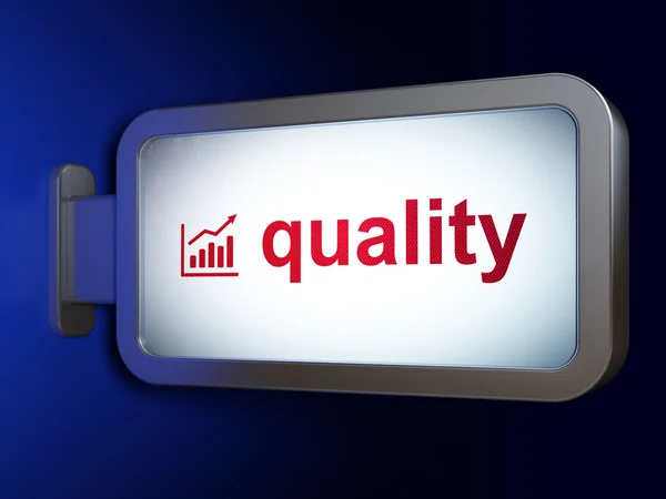 Marketingkonzept: Qualitäts- und Wachstumsdiagramm auf Plakatwand — Stockfoto