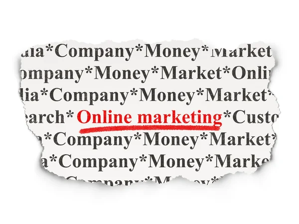 Koncepcji reklamy: Online Marketing na tle papieru — Zdjęcie stockowe
