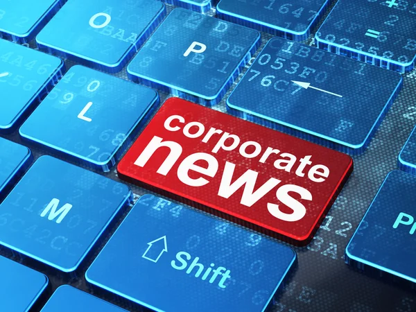 Nieuws begrip: Corporate Nieuws op computer toetsenbord achtergrond — Stockfoto