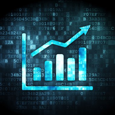 Pazarlama kavramı: büyüme grafik dijital arka plan üzerinde