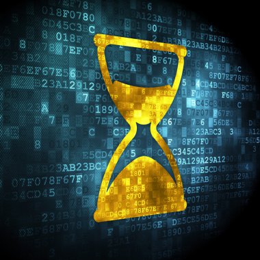 Zaman çizelgesi kavramı: dijital arka plan üzerinde kum saati