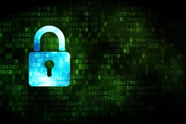 Veri kavramı: dijital arka plan üzerinde kapalı asma kilit