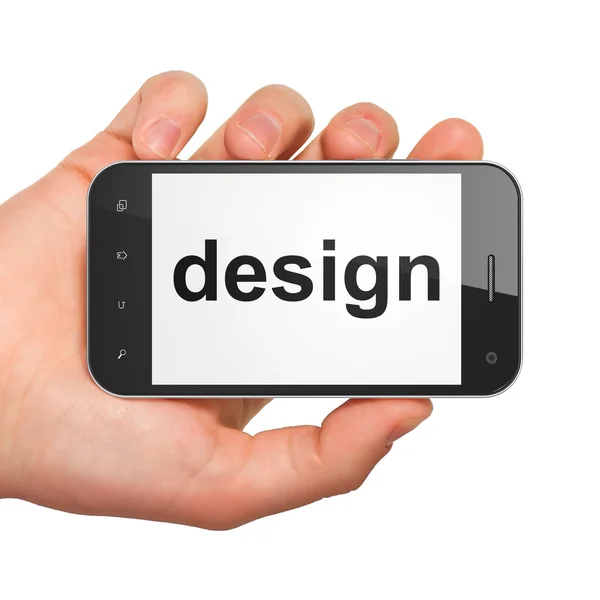 Маркетинговая концепция: дизайн на смартфоне — стоковое фото