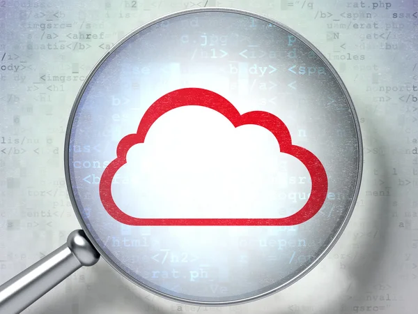 Conceito de computação em nuvem: Nuvem com vidro óptico em ba digital — Fotografia de Stock
