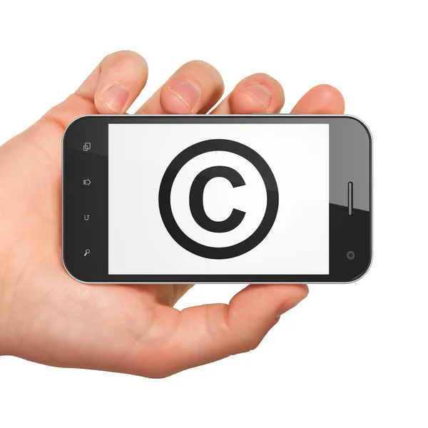 Conceito de lei: Direitos autorais no smartphone — Fotografia de Stock