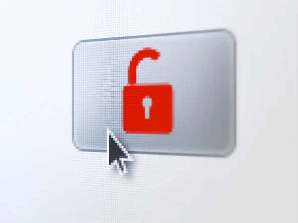 Safety concept: Opened Padlock on digital button background — Stock Photo, Image