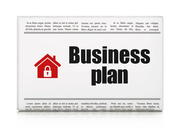 Finance news concept: newspaper with Business Plan and Home — Stock Photo, Image