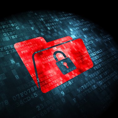 Ekonomi kavramı: klasör ile kilidi dijital arka plan üzerinde