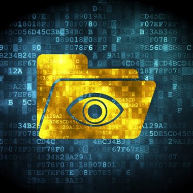 Ekonomi kavramı: klasör ile göz dijital arka plan üzerinde