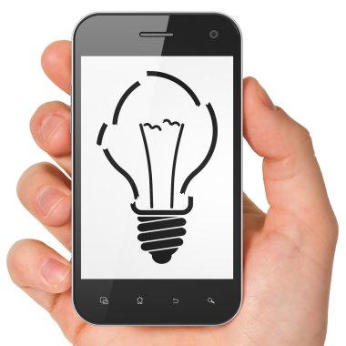 Ekonomi kavramı: ampul smartphone cep telefonu ile