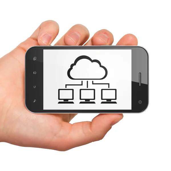 Cloud netwerken concept: Cloud netwerk op smartphone — Stockfoto