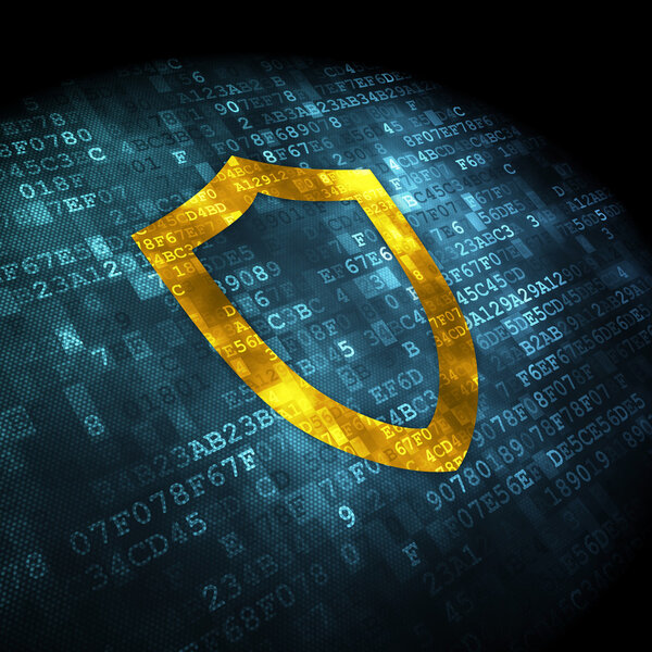 Security concept: Contoured Shield on digital background