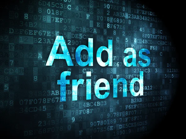 Conceito de rede social: Adicionar como amigo em fundo digital — Fotografia de Stock