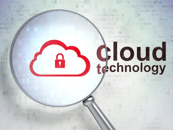 Cloud networking concept: Cloud With Padlock and Cloud Technolog — Stock Photo, Image