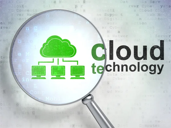 Návrh technologie cloud: Cloud síť a Cloud technologie wit — Stock fotografie