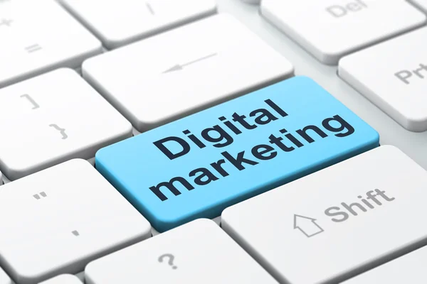 Concepto de marketing: Marketing digital en el teclado del ordenador backgr — Foto de Stock
