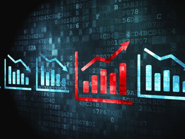Ekonomi kavramı: grafik dijital arka plan üzerinde