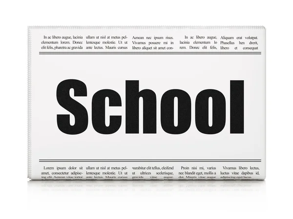 Education news concept: newspaper headline School — Stock Photo, Image