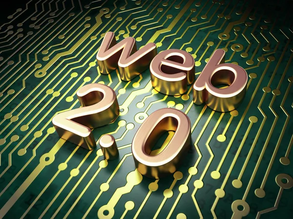 SEO web development concept: Web 2.0 on circuit board background — Stock Photo, Image
