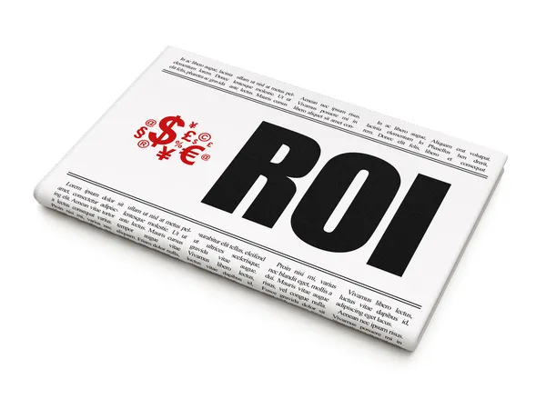 Financiën Nieuws concept: krant met Roi en Financiën symbool — Stockfoto