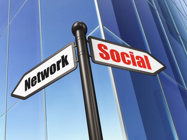 Conceito de mídia social: Rede social na construção de fundo — Fotografia de Stock